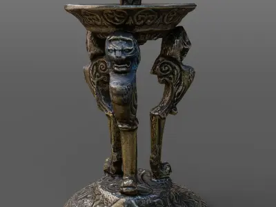 old lion candlestick  Low-poly 3D model