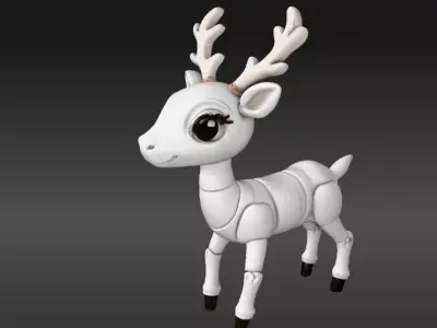 Christmas deer  Cute Articulated Holiday Reindeer 3D Print Model Low-poly 3D model