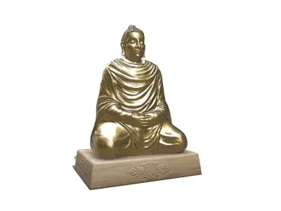Golden Buddha Statue Low-poly PBR Low-poly 3D model