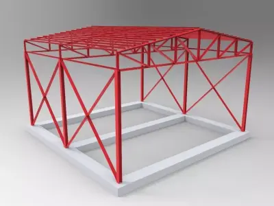 Industrial Steel Shed 3D model