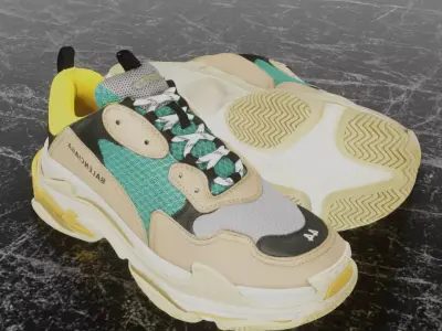 BALENCIAGA TRIPLE S TRAINERS 3D SHOES Low-poly 3D model