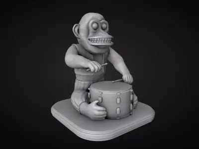 The Monkey Drummer Toy  3D print model