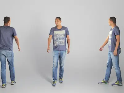 Young African American man walking 228 Low-poly 3D model