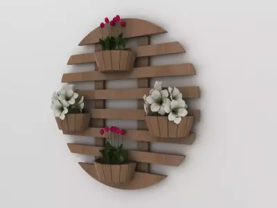Round Wooden Wall Flower Shelf 3d Model Light And Dark Variants Low-poly 3D model