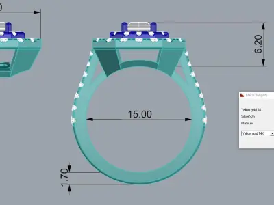 Jewelry Ring Gold 3D print model 58