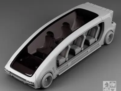 Futuristic panoramic limousine 3D print model