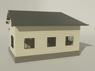 Classic style porch house without furniture 3D American-Style Free 3D model