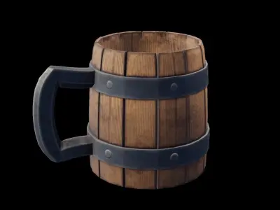 Wooden Mug Low-poly 3D model