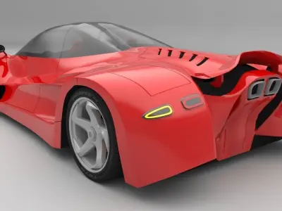 Supercar Prototype P02 Low-poly 3D model