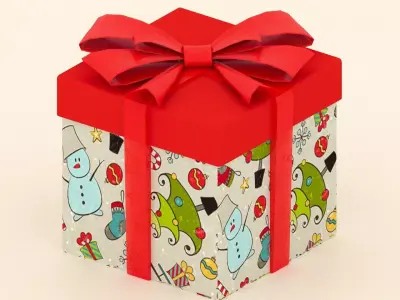 Gift boxes with a bow Low-poly 3D model