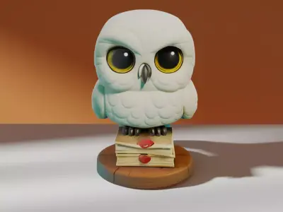 Hedwig-Inspired Stylized Owl 3D model