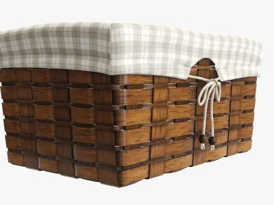 Wicker basket dark brown with fabric interior  3D model