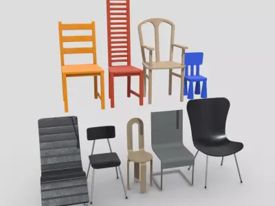 Chair Pack Low-poly 3D model