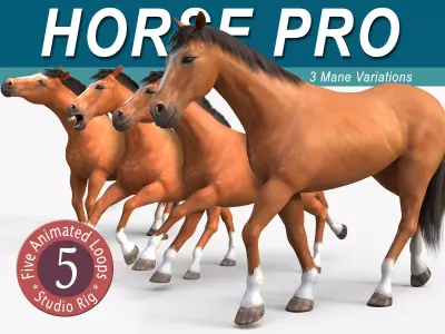 Horse PRO - Brown 3D model