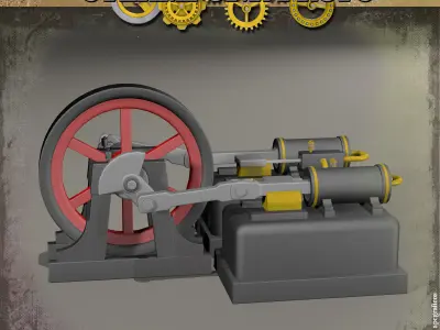 Steampunk Steam Engine 3D model