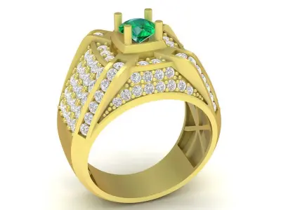 Luxury Mens Gemstone Ring with Pave Diamonds  3395 3D print model