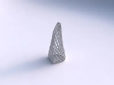 Vase top bent rectangle with bubble grid lattice 3D print model