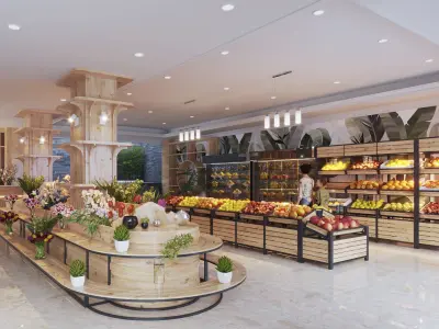 Interior - fruits shop 3D model