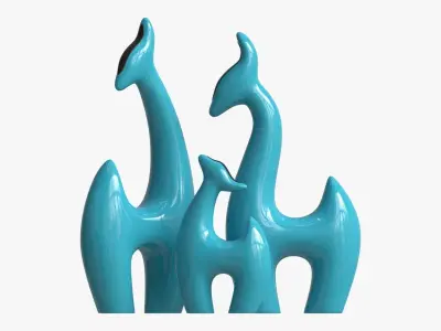 Abstract Animal Ceramic Figurine Set 02 3D model
