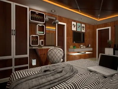 Modern bedroom - chambre  a coucher 3D model