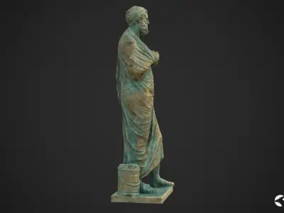 Sophocles Antique Statue - Oxidized Bronze Low-poly 3D model
