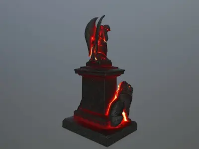 statue 4 with flames Low-poly 3D model