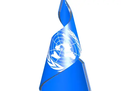  United Nations Flag on helix structure 3D model