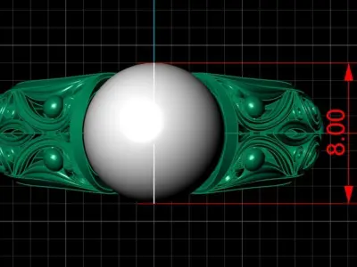 Gold Pearl Ring 3D print model