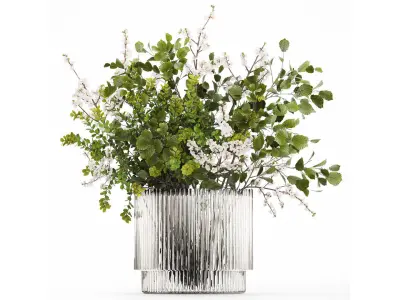 Beautiful Bouquet Of Branches Flowering Cherries 489 3D model