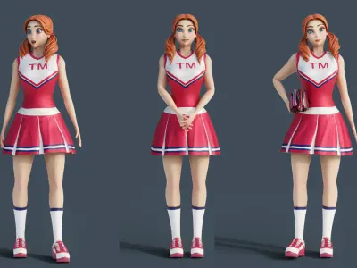 Cartoon cheerleader Rigged Rigged Blender  Low-poly 3D model