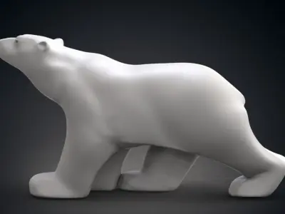 Polar Bear Modern Marble Sculpture Low-poly 3D model
