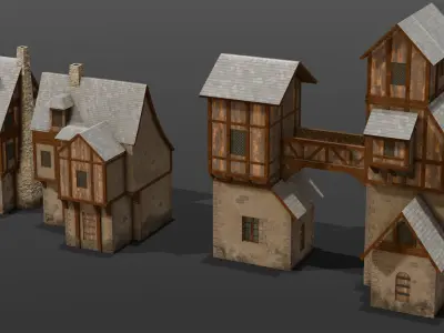 House Pack 3D Model Low-poly 3D model