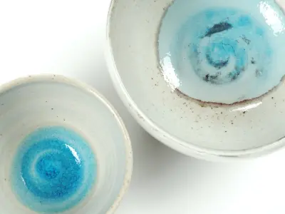 POLYPASTA - Ceramic Bowl white blue 3D model