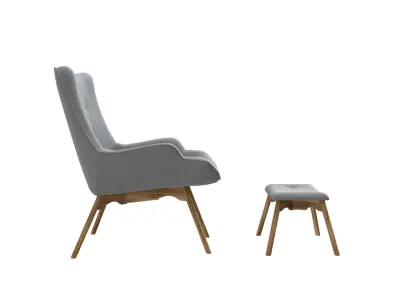 Armchair with pouf  jysk EJERSLEV grey 3D model