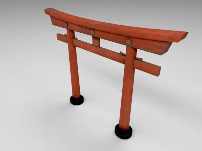Japanese classic Torii Low-poly 3D model