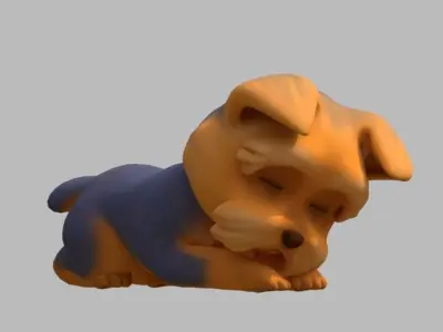Cartoon Yorkie Low-poly 3D model