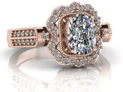 oval halo engagement jewelry ring  Free 3D print model