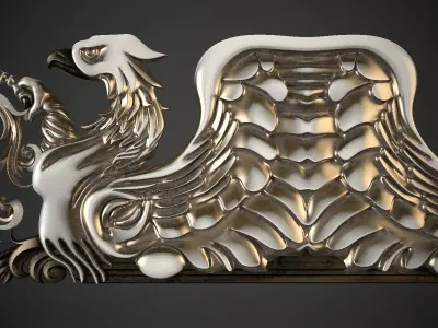 Cornice metal sculpture with wings 3D model