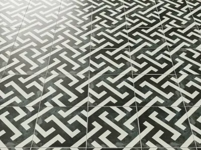 Bella Mori 9x9 Porcelain Tile White Black Encaustic 3D model
