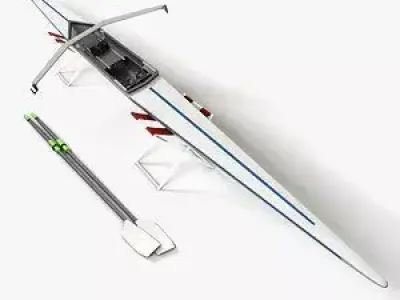 Rigged Single Scull Rowing Boat 3D model