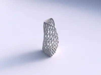 Vase twist curved tipping triangle with bubble grid lattice 3D print model