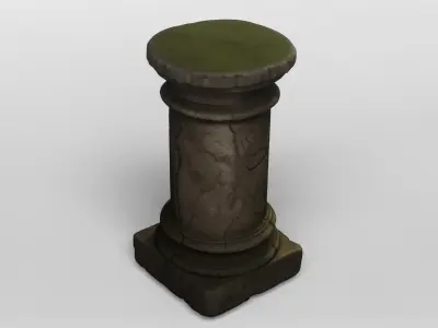 Ancient Cracked Stone Pillar Base 3D model