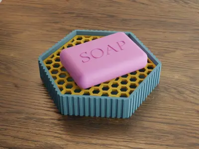  hexagonal soap dish STL 3D print model