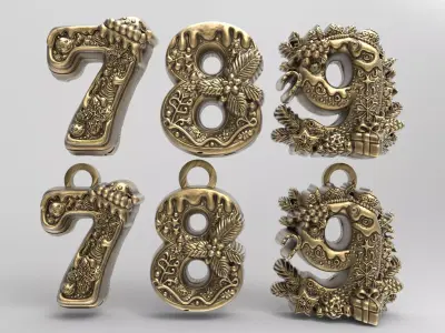christmas number decor 7 to 9 3D print model