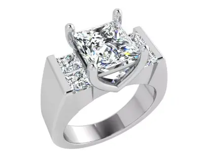 Princess Cut Diamond Luxury Ring 3931 3D print model