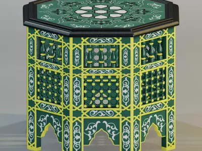 Moroccan octagonal side table 04 3D model