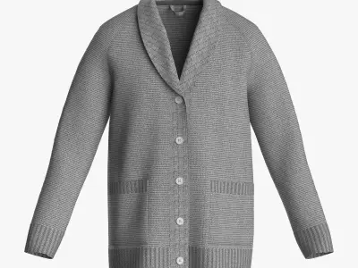 Male knit raglan cardigan 3D model