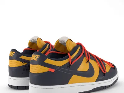 Nike Dunk Low Off-White University Gold PBR Low-poly 3D model