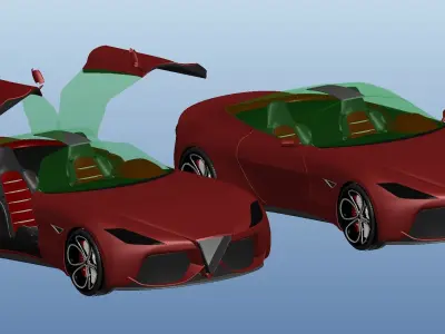 Alfa and Romeo sports cars 3D model