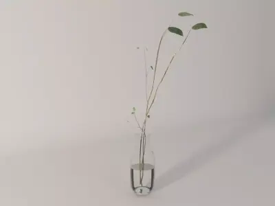 Glass vase with branches - Interior plant pot 3D model